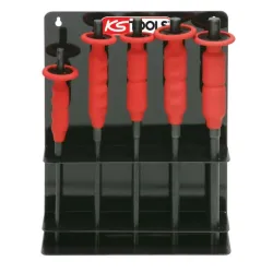 Présentoir de 5 chasse-axes brunie avec poignée de protection . 6-8-10-12-14 mm KSTOOLS 156.0020 | 156.0020