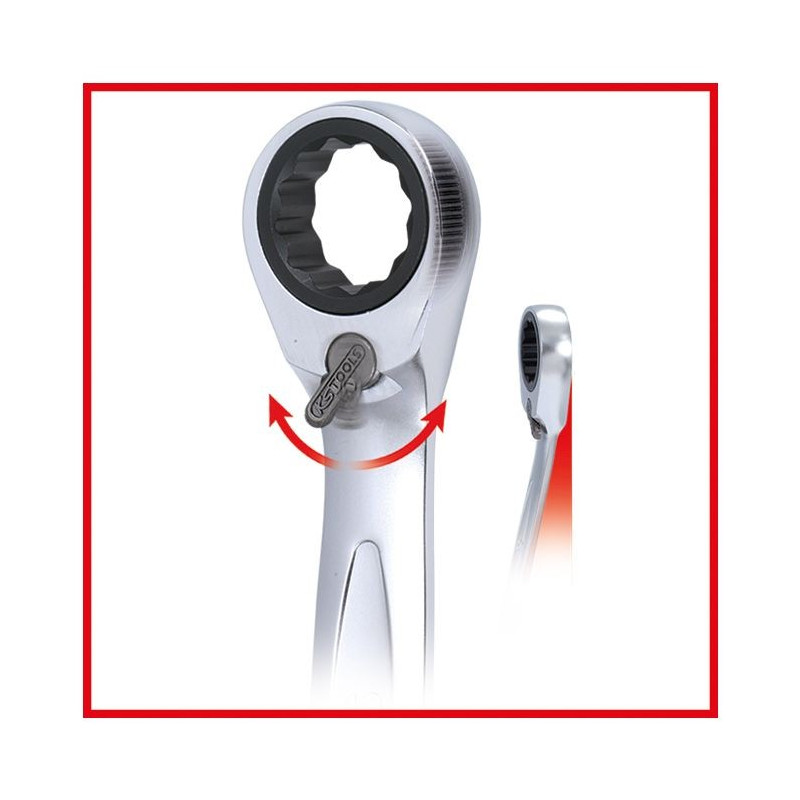 Clé polygonale à cliquet réversible GEARplus® . 12x13 mm KSTOOLS 503.4575 | 503.4575