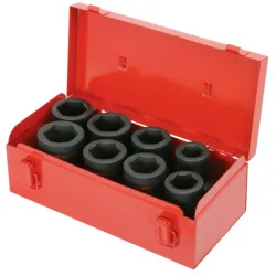 Coffret de douilles longues à chocs 1" . 24 à 38 mm . 8 pièces KSTOOLS 515.0308 | 515.0308