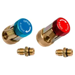 Jeu de 2 raccords haute et basse pression 12 mm avec adaptateur 1/4 - Gaz R1234" KSTOOLS 550.1200 | 550.1200