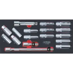 Module de douilles longues et accessoires 1/2" .  17 pièces KSTOOLS 713.1026 | 713.1026