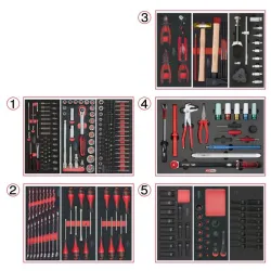 Composition d'outils de service rapide 5 tiroirs pour servante . 283 pièces KSTOOLS 714.0283 | 714.0283
