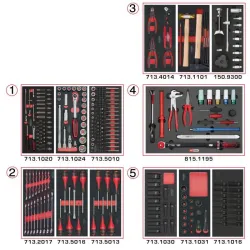 Composition d'outils de service rapide 5 tiroirs pour servante . 283 pièces KSTOOLS 714.0283 | 714.0283