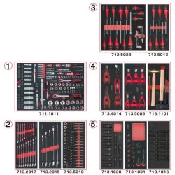 Composition d'outils 5 tiroirs pour servante . 384 pièces KSTOOLS 714.0380 | 714.0380