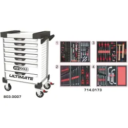 Servante ULTIMATE blanche 7 tiroirs équipée de 173 outils KSTOOLS 803.7173 | 803.7173
