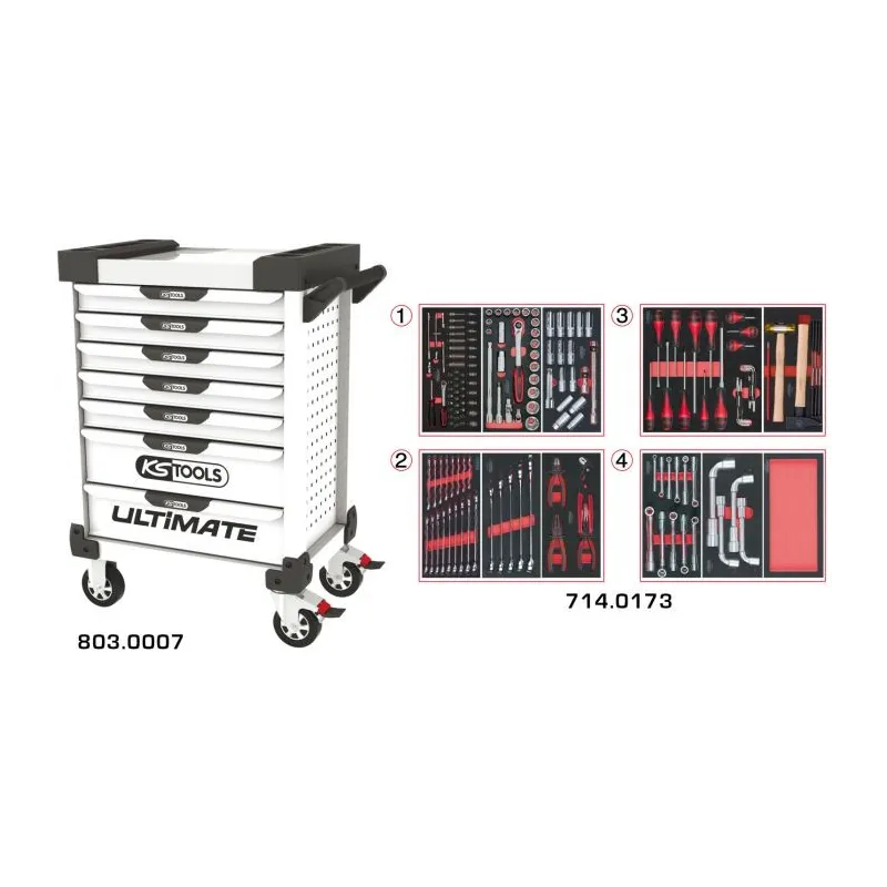 Servante ULTIMATE blanche 7 tiroirs équipée de 173 outils KSTOOLS 803.7173 | 803.7173 Servante ULTIMATE blanche 7 tiroirs équipée de 173 outils KSTOOLS 803.7173 | 803.7173