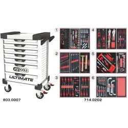 Servante ULTIMATE blanche 7 tiroirs équipée de 202 outils KSTOOLS 803.7202 | 803.7202
