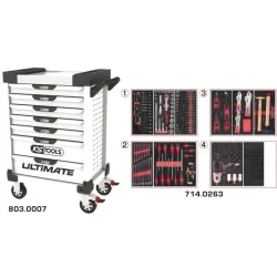 Servante ULTIMATE blanche 7 tiroirs équipée de 263 outils KSTOOLS 803.7263 | 803.7263