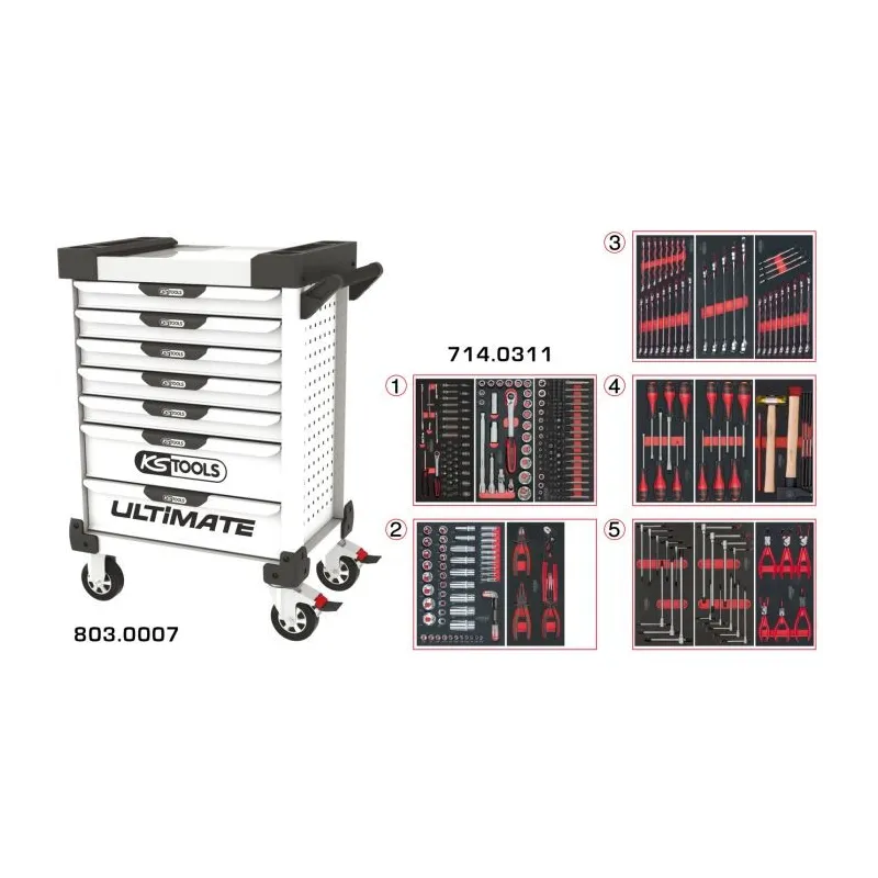 Servante ULTIMATE blanche 7 tiroirs équipée de 311 outils KSTOOLS 803.7311 | 803.7311 Servante ULTIMATE blanche 7 tiroirs équipée de 311 outils KSTOOLS 803.7311 | 803.7311