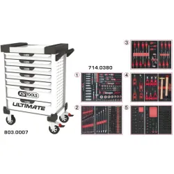 Servante ULTIMATE blanche 7 tiroirs équipée de 384 outils KSTOOLS 803.7380 | 803.7380