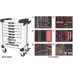 Servante ULTIMATE blanche 7 tiroirs équipée de 429 outils KSTOOLS 803.7425 | 803.7425