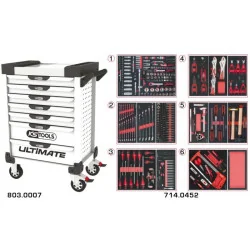 Servante ULTIMATE blanche 7 tiroirs équipée de 455 outils KSTOOLS 803.7452 | 803.7452