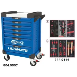 Servante ULTIMATE bleue 7 tiroirs équipée de 114 outils KSTOOLS 804.7114 | 804.7114