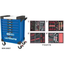 Servante ULTIMATE bleue 7 tiroirs équipée de 173 outils KSTOOLS 804.7173 | 804.7173