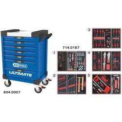 Servante ULTIMATE bleue 7 tiroirs équipée de 187 outils KSTOOLS 804.7186 | 804.7186