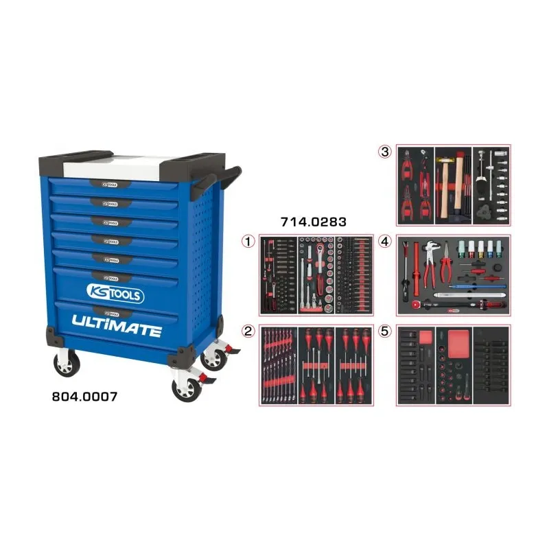 Servante ULTIMATE bleue 7 tiroirs équipée de 283 outils KSTOOLS 804.7283 | 804.7283 Servante ULTIMATE bleue 7 tiroirs équipée de 283 outils KSTOOLS 804.7283 | 804.7283