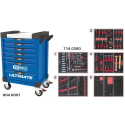 Servante ULTIMATE bleue 7 tiroirs équipée de 384 outils KSTOOLS 804.7380 | 804.7380