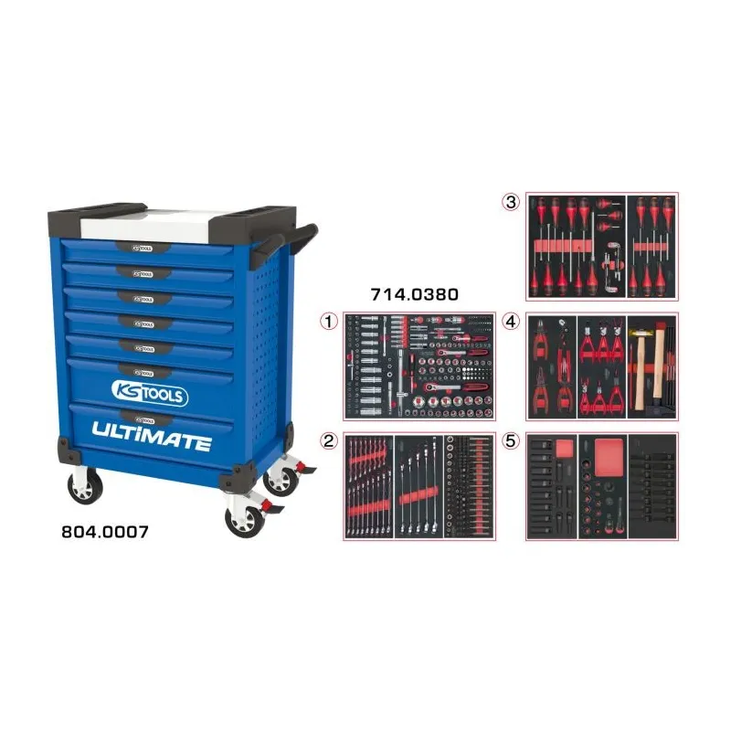 Servante ULTIMATE bleue 7 tiroirs équipée de 384 outils KSTOOLS 804.7380 | 804.7380 Servante ULTIMATE bleue 7 tiroirs équipée de 384 outils KSTOOLS 804.7380 | 804.7380