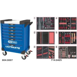 Servante ULTIMATE bleue 7 tiroirs équipée de 429 outils KSTOOLS 804.7425 | 804.7425