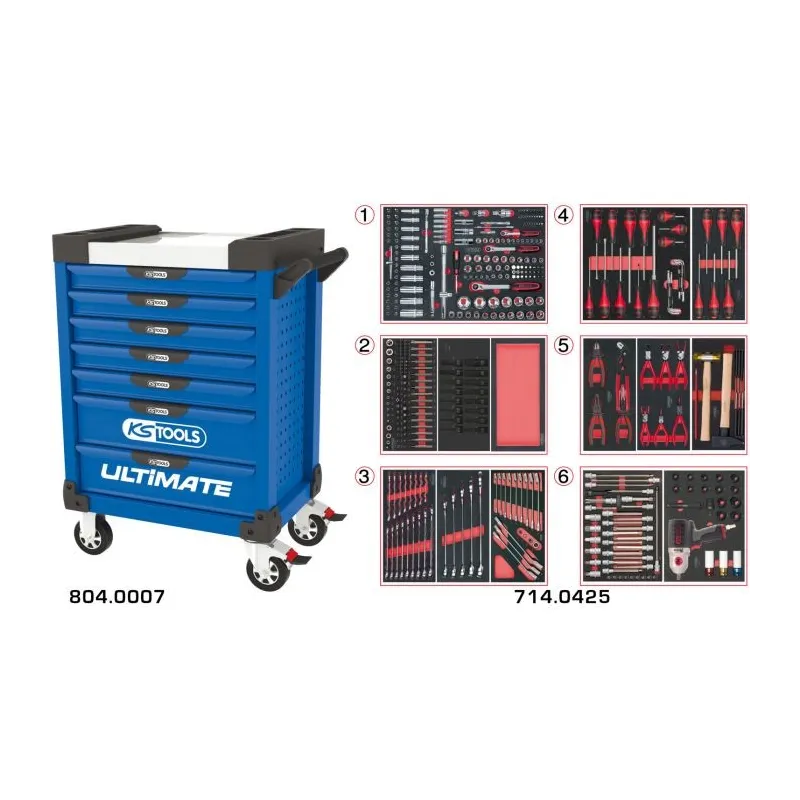 Servante ULTIMATE bleue 7 tiroirs équipée de 429 outils KSTOOLS 804.7425 | 804.7425 Servante ULTIMATE bleue 7 tiroirs équipée de 429 outils KSTOOLS 804.7425 | 804.7425