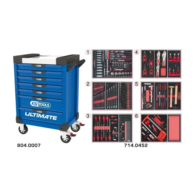 Servante ULTIMATE bleue 7 tiroirs équipée de 455 outils KSTOOLS 804.7452 | 804.7452 Servante ULTIMATE bleue 7 tiroirs équipée de 455 outils KSTOOLS 804.7452 | 804.7452
