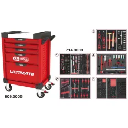 Servante ULTIMATE rouge 5 tiroirs équipée de 283 outils KSTOOLS 809.5283 | 809.5283