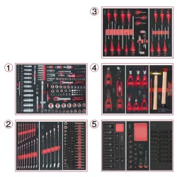 Servante ULTIMATE rouge 5 tiroirs équipée de 384 outils KSTOOLS 809.5380 | 809.5380