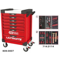 Servante ULTIMATE rouge 7 tiroirs équipée de 114 outils KSTOOLS 809.7114 | 809.7114