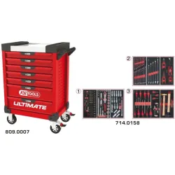 Servante ULTIMATE rouge 7 tiroirs équipée de 158 outils KSTOOLS 809.7158 | 809.7158