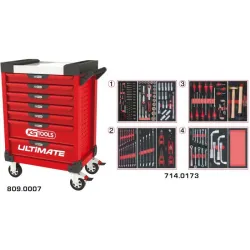 Servante ULTIMATE rouge 7 tiroirs équipée de 173 outils KSTOOLS 809.7173 | 809.7173