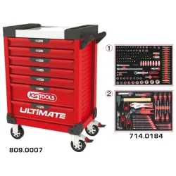 Servante ULTIMATE rouge 7 tiroirs équipée de 184 outils KSTOOLS 809.7184 | 809.7184