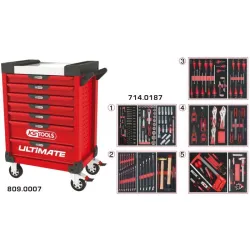 Servante ULTIMATE rouge 7 tiroirs équipée de 187 outils KSTOOLS 809.7186 | 809.7186