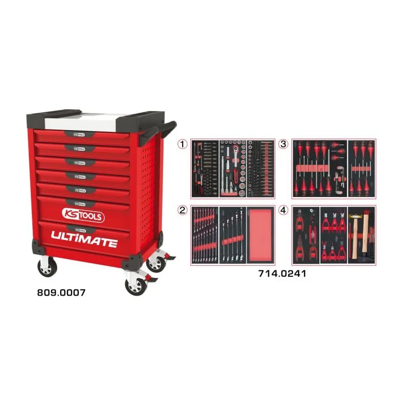 Servante ULTIMATE rouge 7 tiroirs équipée de 241 outils KSTOOLS 809.7241 | 809.7241 Servante ULTIMATE rouge 7 tiroirs équipée de 241 outils KSTOOLS 809.7241 | 809.7241