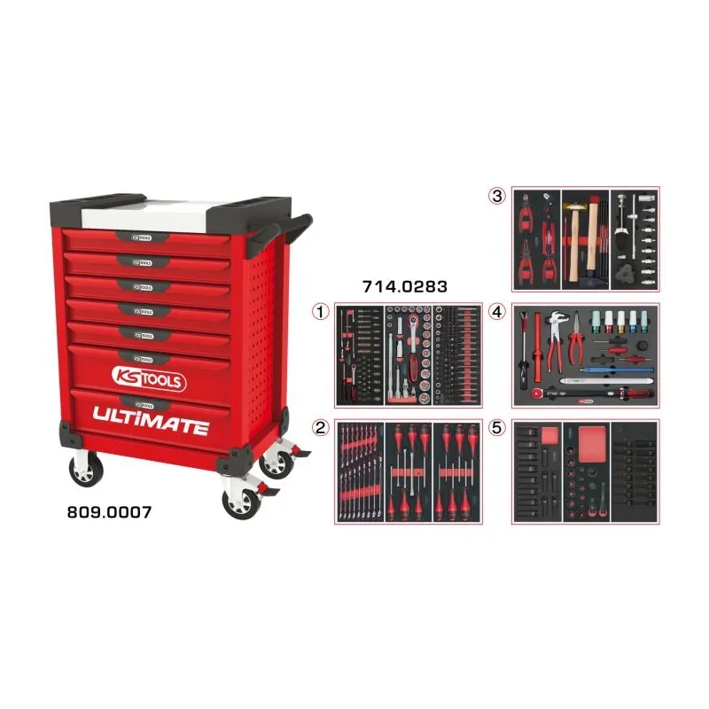 Servante ULTIMATE rouge 7 tiroirs équipée de 283 outils KSTOOLS 809.7283 | 809.7283 Servante ULTIMATE rouge 7 tiroirs équipée de 283 outils KSTOOLS 809.7283 | 809.7283