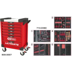 Servante ULTIMATE rouge 7 tiroirs équipée de 384 outils KSTOOLS 809.7380 | 809.7380