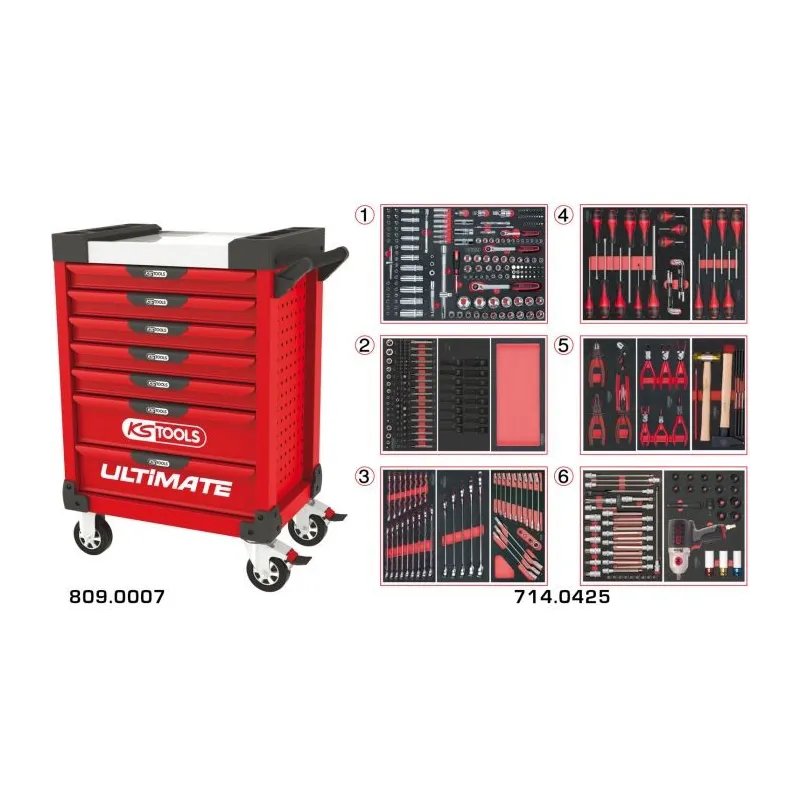 Servante ULTIMATE rouge 7 tiroirs équipée de 429 outils KSTOOLS 809.7425 | 809.7425 Servante ULTIMATE rouge 7 tiroirs équipée de 429 outils KSTOOLS 809.7425 | 809.7425