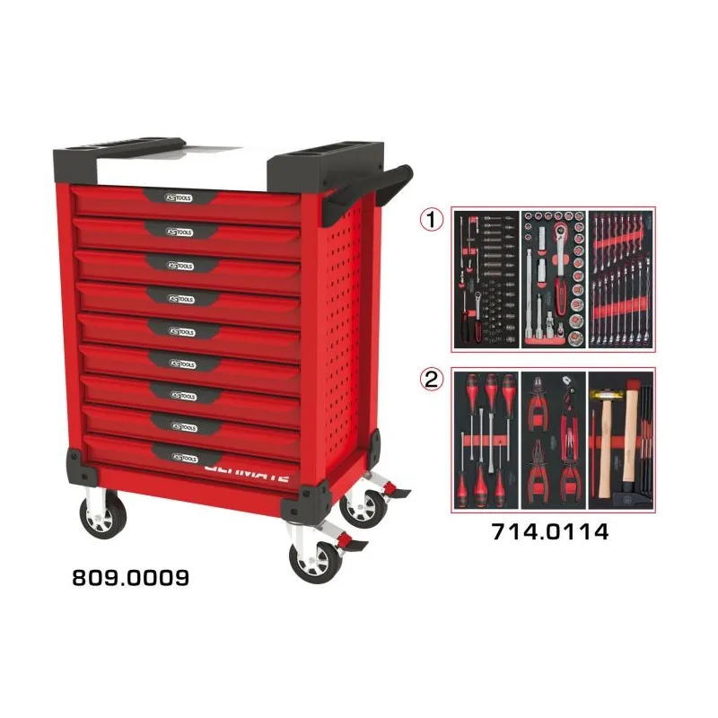 Servante ULTIMATE rouge 9 tiroirs équipée de 114 outils KSTOOLS 809.9114 | 809.9114 Servante ULTIMATE rouge 9 tiroirs équipée de 114 outils KSTOOLS 809.9114 | 809.9114