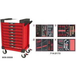 Servante ULTIMATE rouge 9 tiroirs équipée de 173 outils KSTOOLS 809.9173 | 809.9173