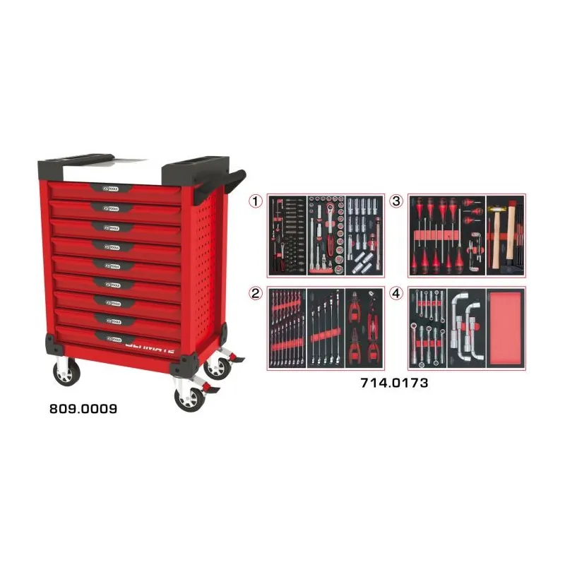 Servante ULTIMATE rouge 9 tiroirs équipée de 173 outils KSTOOLS 809.9173 | 809.9173 Servante ULTIMATE rouge 9 tiroirs équipée de 173 outils KSTOOLS 809.9173 | 809.9173