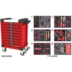 Servante ULTIMATE rouge 9 tiroirs équipée de 202 outils KSTOOLS 809.9202 | 809.9202
