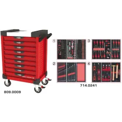 Servante ULTIMATE rouge 9 tiroirs équipée de 241 outils KSTOOLS 809.9241 | 809.9241