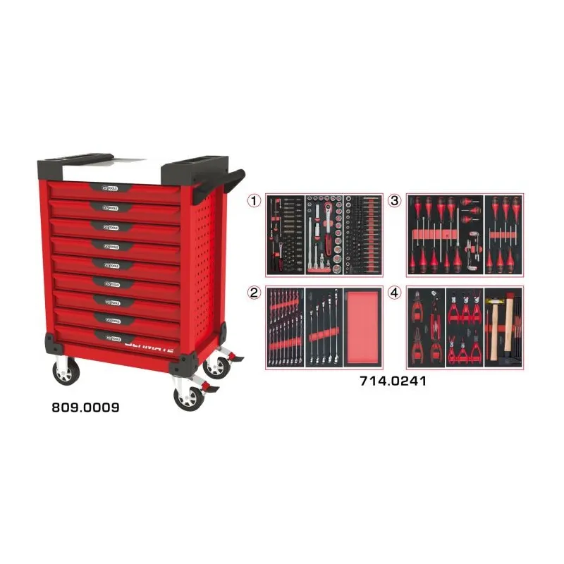 Servante ULTIMATE rouge 9 tiroirs équipée de 241 outils KSTOOLS 809.9241 | 809.9241 Servante ULTIMATE rouge 9 tiroirs équipée de 241 outils KSTOOLS 809.9241 | 809.9241
