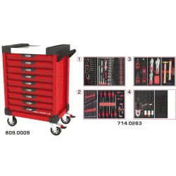 Servante ULTIMATE rouge 9 tiroirs équipée de 263 outils KSTOOLS 809.9263 | 809.9263