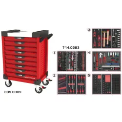 Servante ULTIMATE rouge 9 tiroirs équipée de 283 outils KSTOOLS 809.9283 | 809.9283