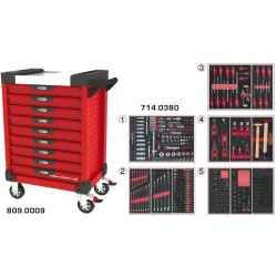 Servante ULTIMATE rouge 9 tiroirs équipée de 384 outils KSTOOLS 809.9380 | 809.9380