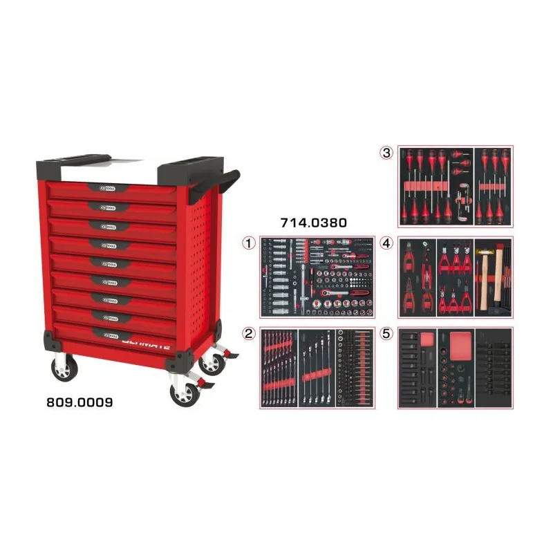 Servante ULTIMATE rouge 9 tiroirs équipée de 384 outils KSTOOLS 809.9380 | 809.9380 Servante ULTIMATE rouge 9 tiroirs équipée de 384 outils KSTOOLS 809.9380 | 809.9380