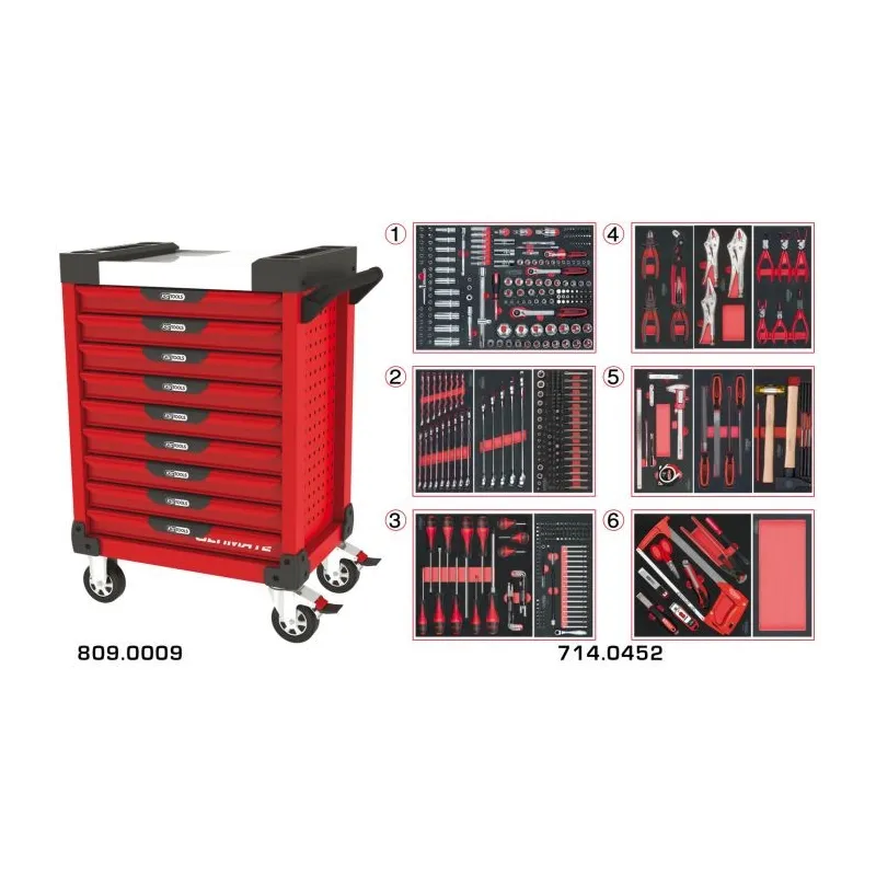 Servante ULTIMATE rouge 9 tiroirs équipée de 455 outils KSTOOLS 809.9452 | 809.9452 Servante ULTIMATE rouge 9 tiroirs équipée de 455 outils KSTOOLS 809.9452 | 809.9452