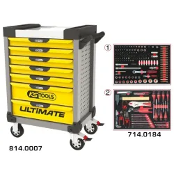 Servante ULTIMATE jaune et grise 7 tiroirs équipée de 184 outils KSTOOLS 814.7184 | 814.7184