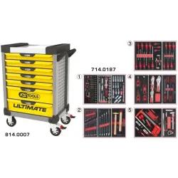Servante ULTIMATE grise et jaune 7 tiroirs équipée de 187 outils KSTOOLS 814.7186 | 814.7186
