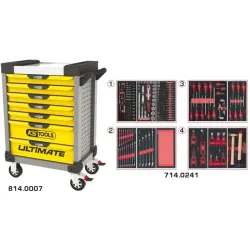Servante ULTIMATE grise et jaune 7 tiroirs équipée de 241 outils KSTOOLS 814.7241 | 814.7241